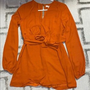Forever 21 Burnt Orange Long Sleeve Romper